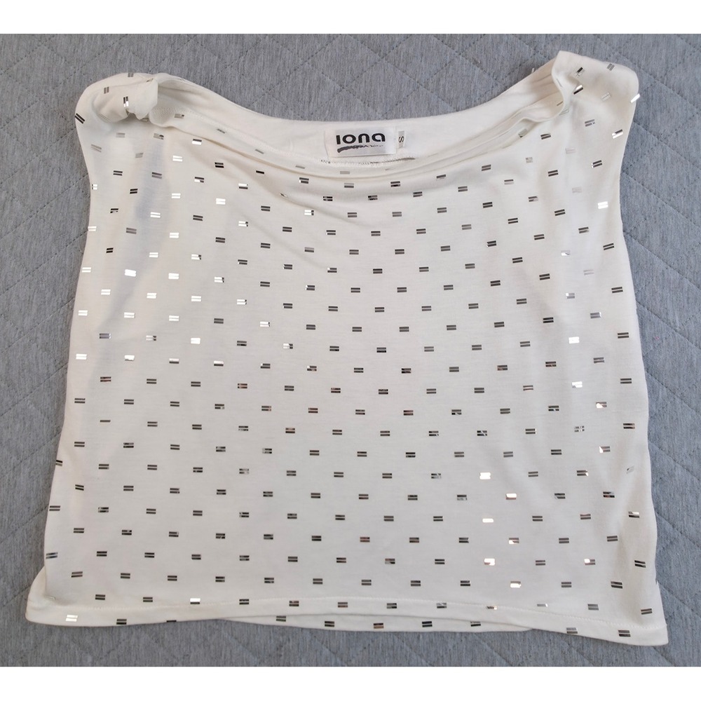 IONA Vintage Silk Cotton Tank Top Womens S Metallic Embellished AS IS Flaw